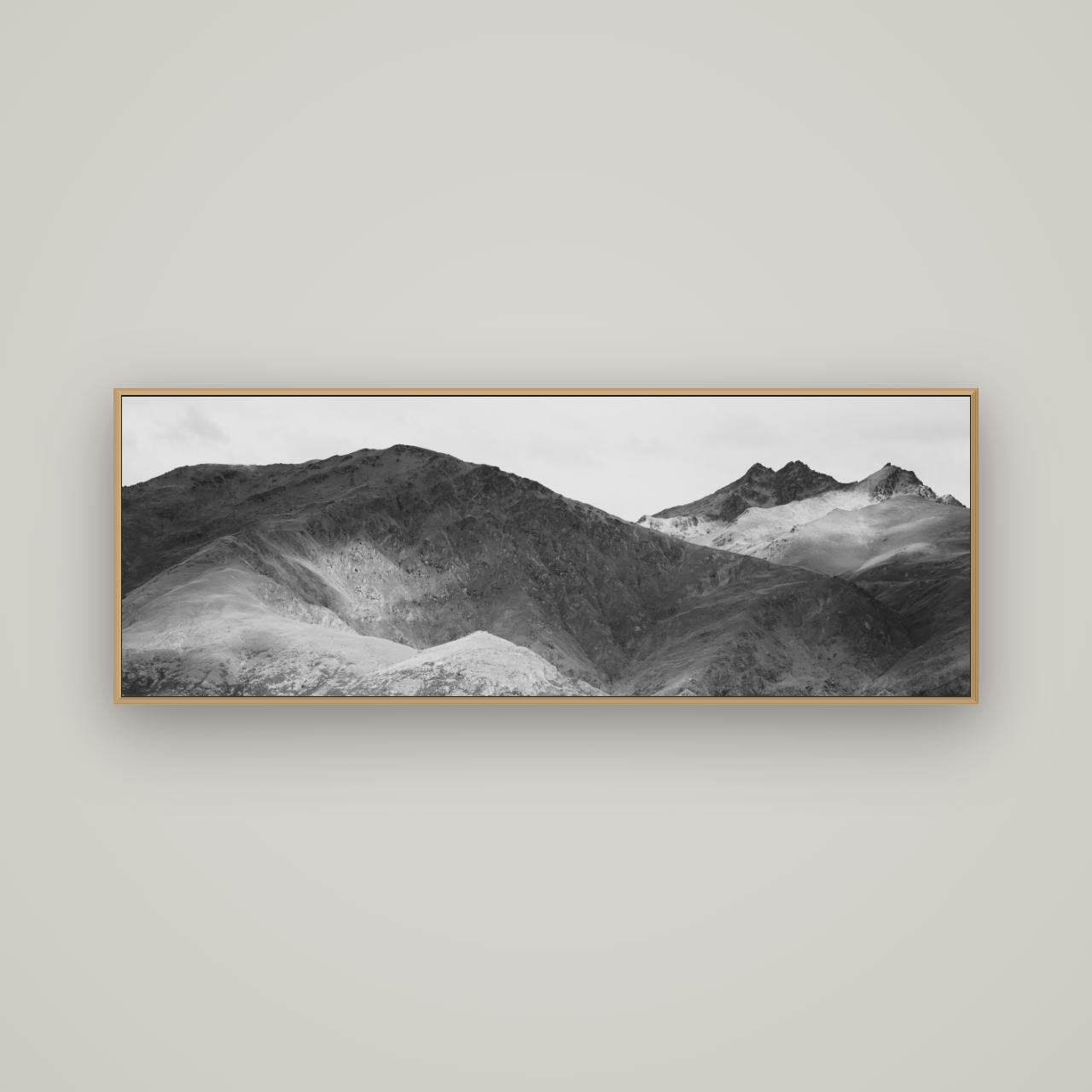Mountain Mosaic, Arrowtown Crown Range, Basel Natural Oak, 170×60 cm. New Zealand fine art wall art by Stephen Milner.