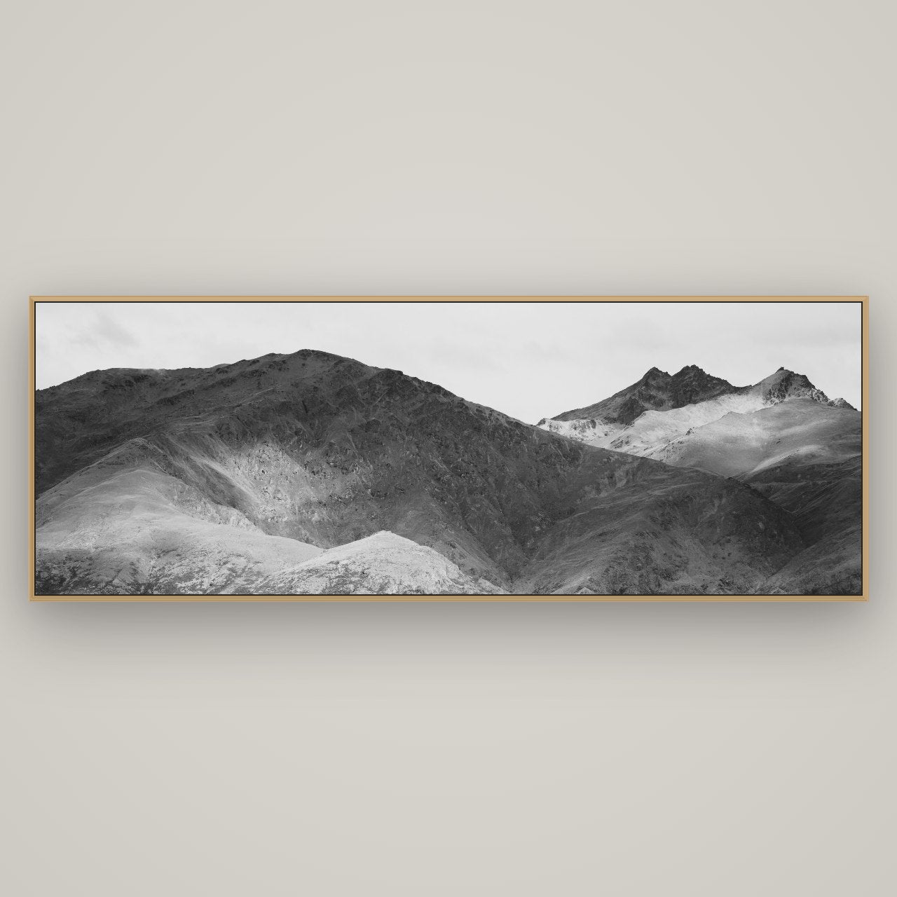 Mountain Mosaic, Arrowtown Crown Range, Basel Natural Oak, 198×70 cm. New Zealand fine art wall art by Stephen Milner.
