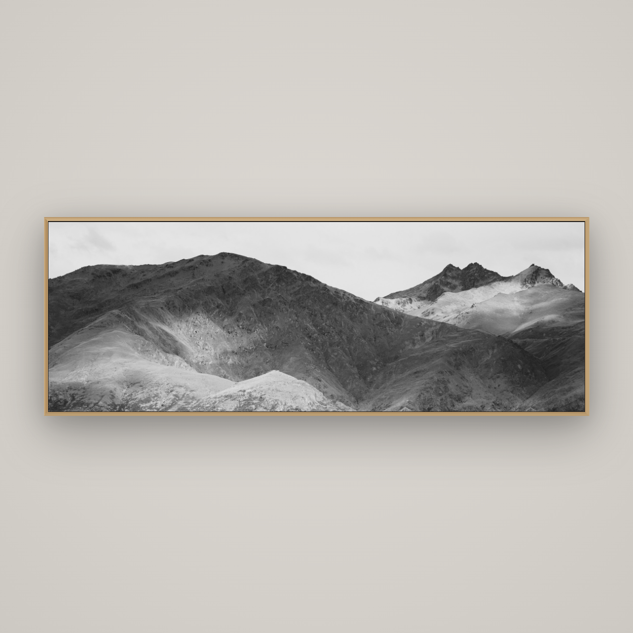 Mountain Mosaic, Arrowtown Crown Range, Basel Natural Oak, 198×70 cm. New Zealand fine art wall art by Stephen Milner.