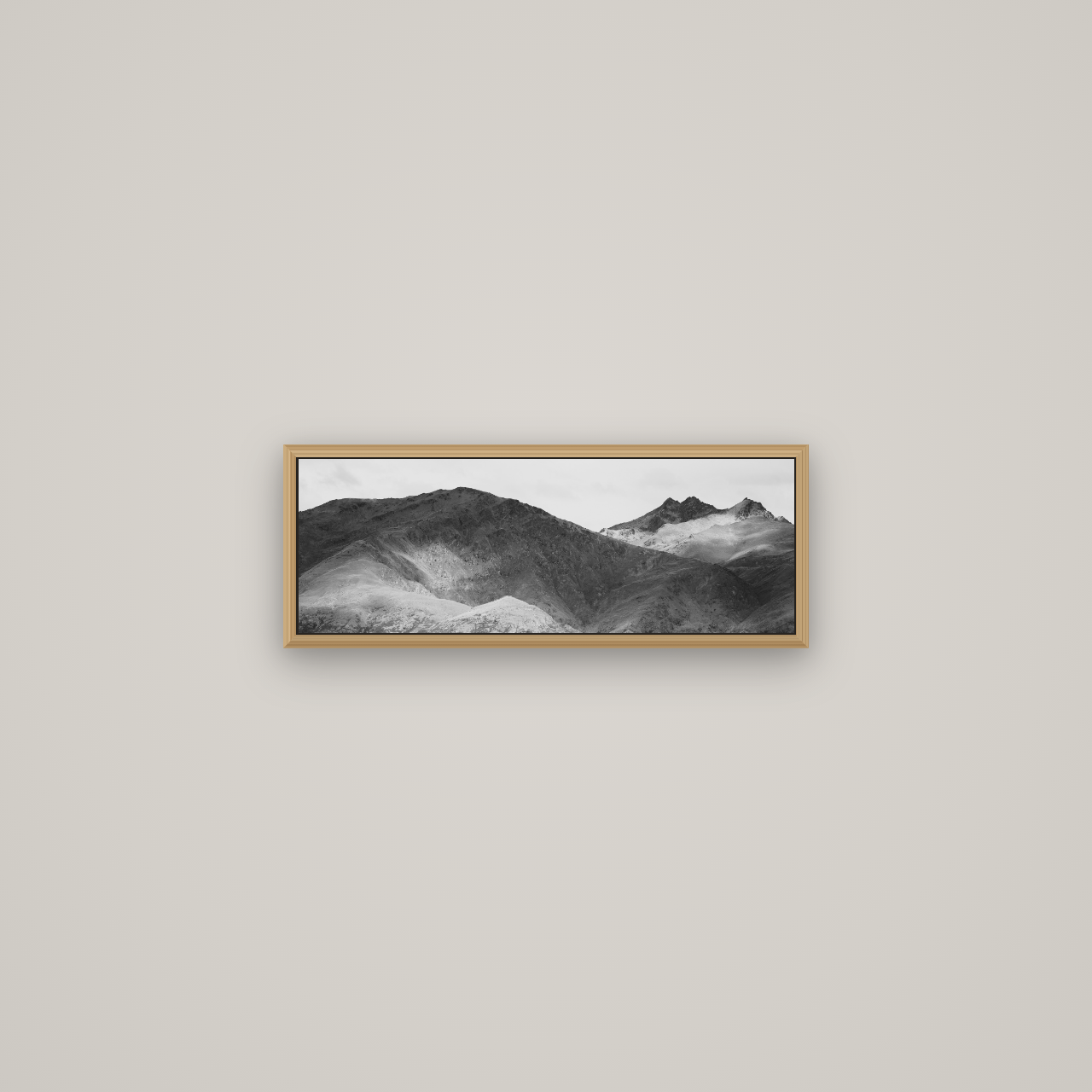 Mountain Mosaic, Arrowtown Crown Range, Basel Natural Oak, 57×20 cm. New Zealand fine art wall art by Stephen Milner.