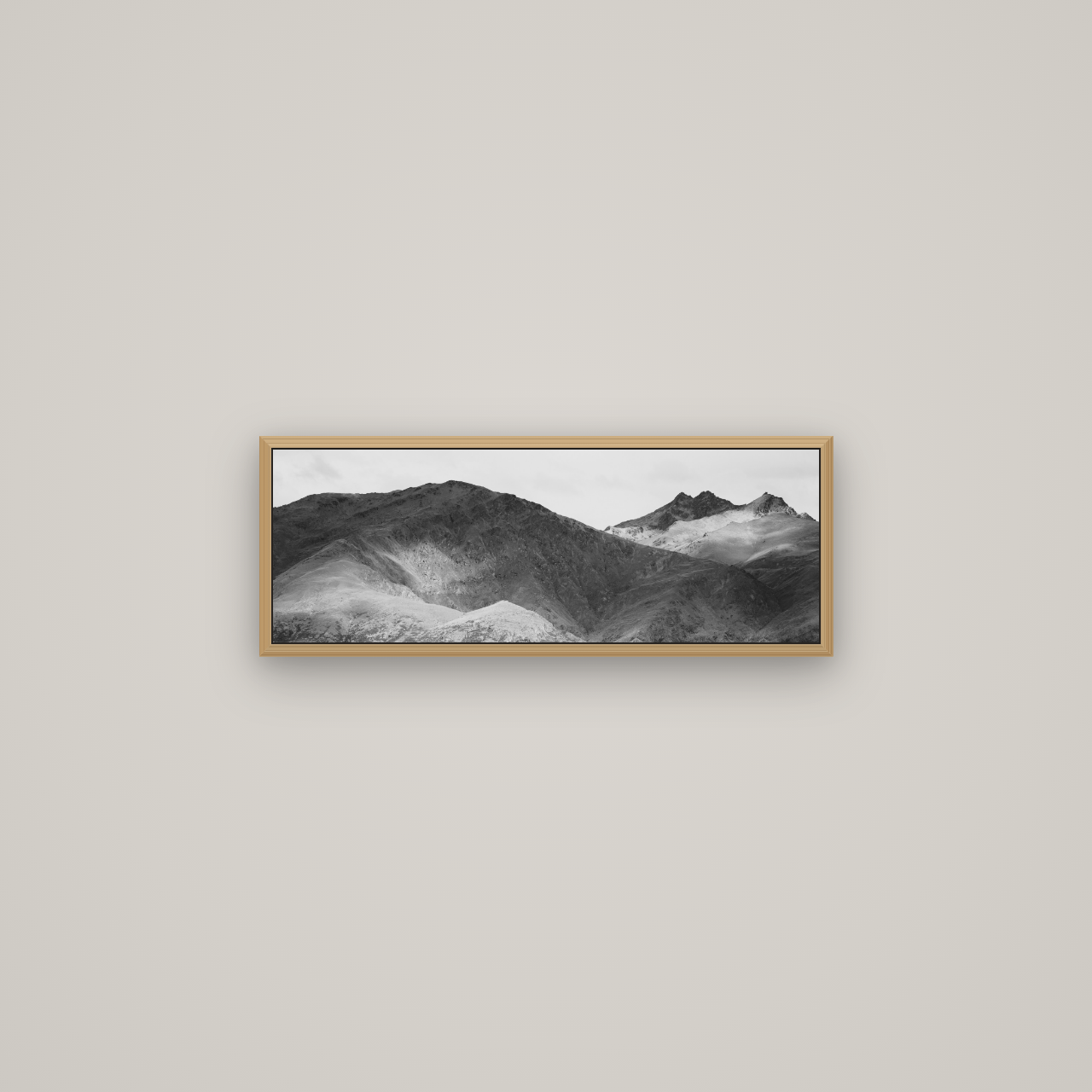 Mountain Mosaic, Arrowtown Crown Range, Basel Natural Oak, 68×24 cm. New Zealand fine art wall art by Stephen Milner.