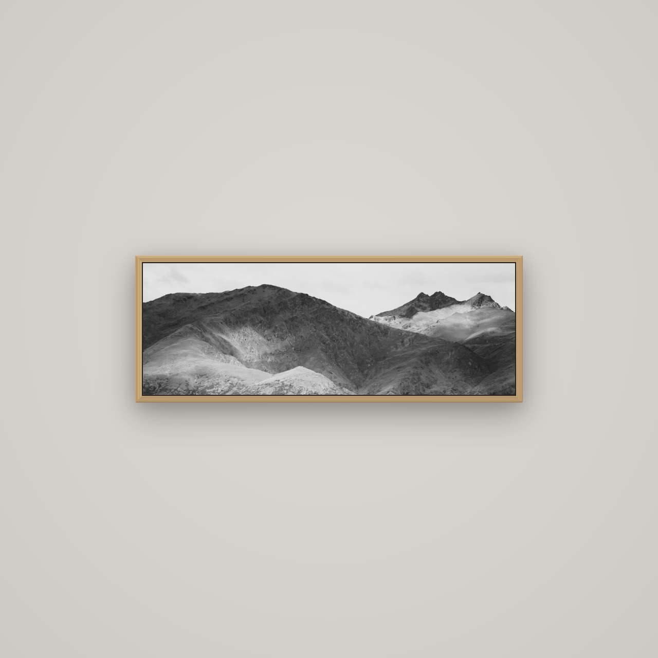 Mountain Mosaic, Arrowtown Crown Range, Basel Natural Oak, 85×30 cm. New Zealand fine art wall art by Stephen Milner.