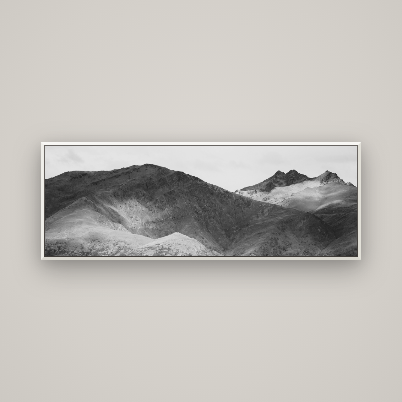 Mountain Mosaic, Arrowtown Crown Range — Basel White, 170×60 cm. New Zealand fine art wall art by Stephen Milner.