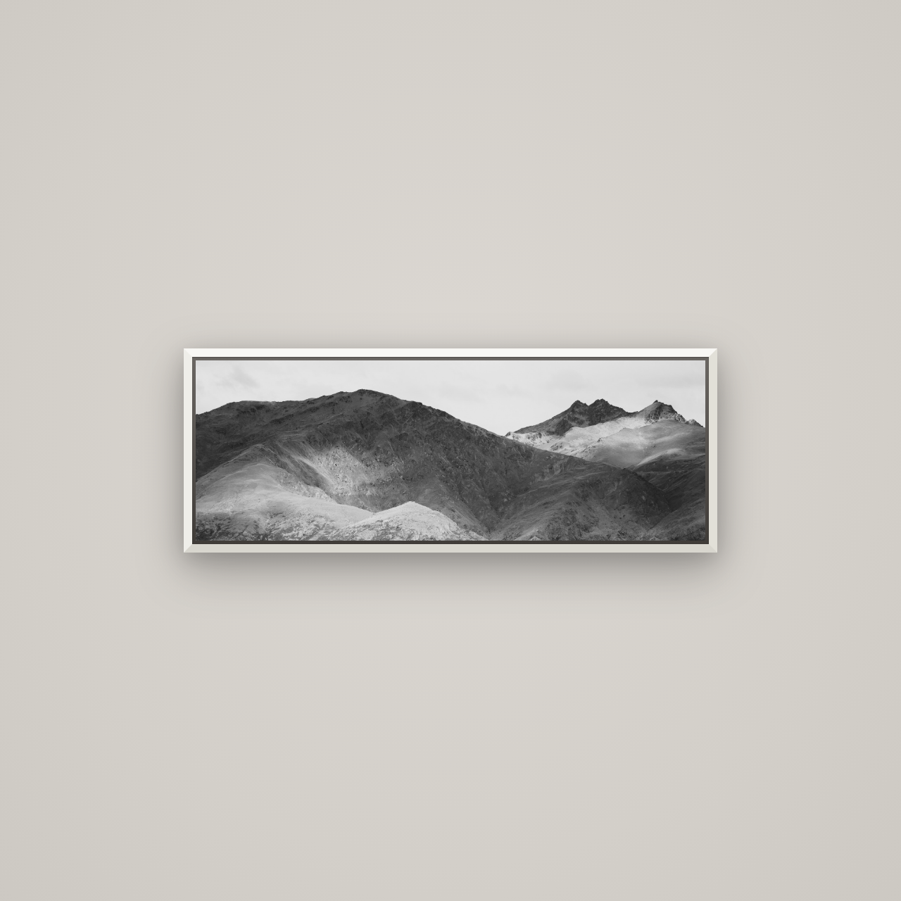 Mountain Mosaic, Arrowtown Crown Range — Basel White, 85×30 cm. New Zealand fine art wall art by Stephen Milner.