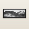 Mountain Mosaic, Arrowtown Crown Range — black float frame canvas, 152 × 56 cm. New Zealand fine art landscape wall art by Stephen Milner.