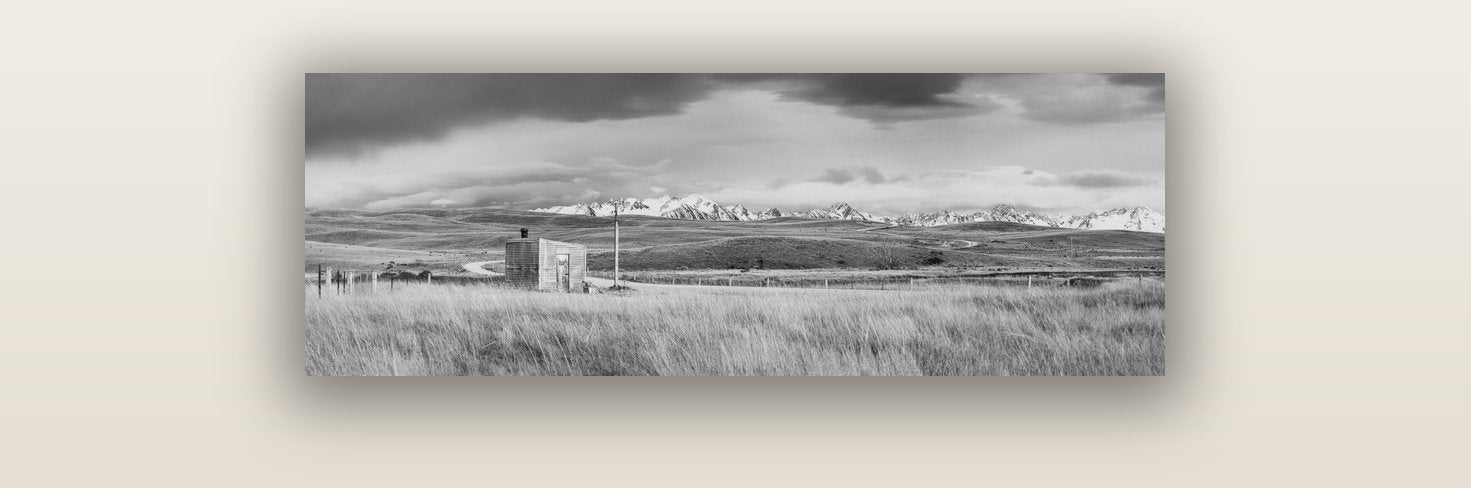 Mountain Retreat, Lake Tekapo — acrylic glass print, 91 × 30 cm. New Zealand fine art landscape wall art by Stephen Milner.
