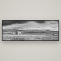 Mountain Retreat, Lake Tekapo — Basel Black Matte, 227×80 cm. New Zealand fine art wall art by Stephen Milner.