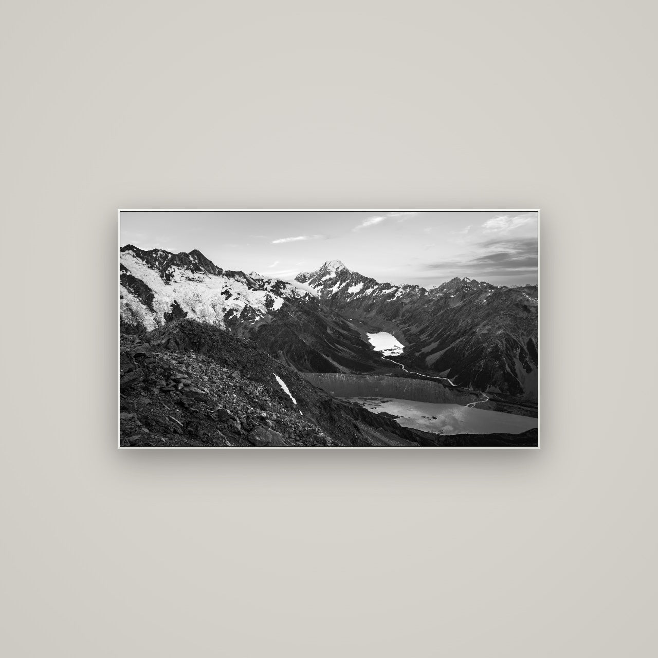Mt. Cook Splendour, Mount Cook National Park — ArtBox White, 107×60 cm. New Zealand fine art wall art by Stephen Milner.