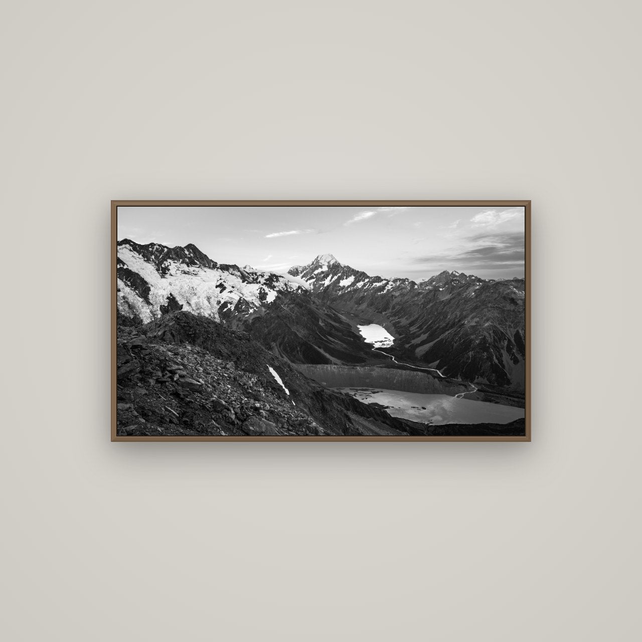 Mt. Cook Splendour, Mount Cook National Park, Basel Walnut, 107×60 cm. New Zealand fine art wall art by Stephen Milner.