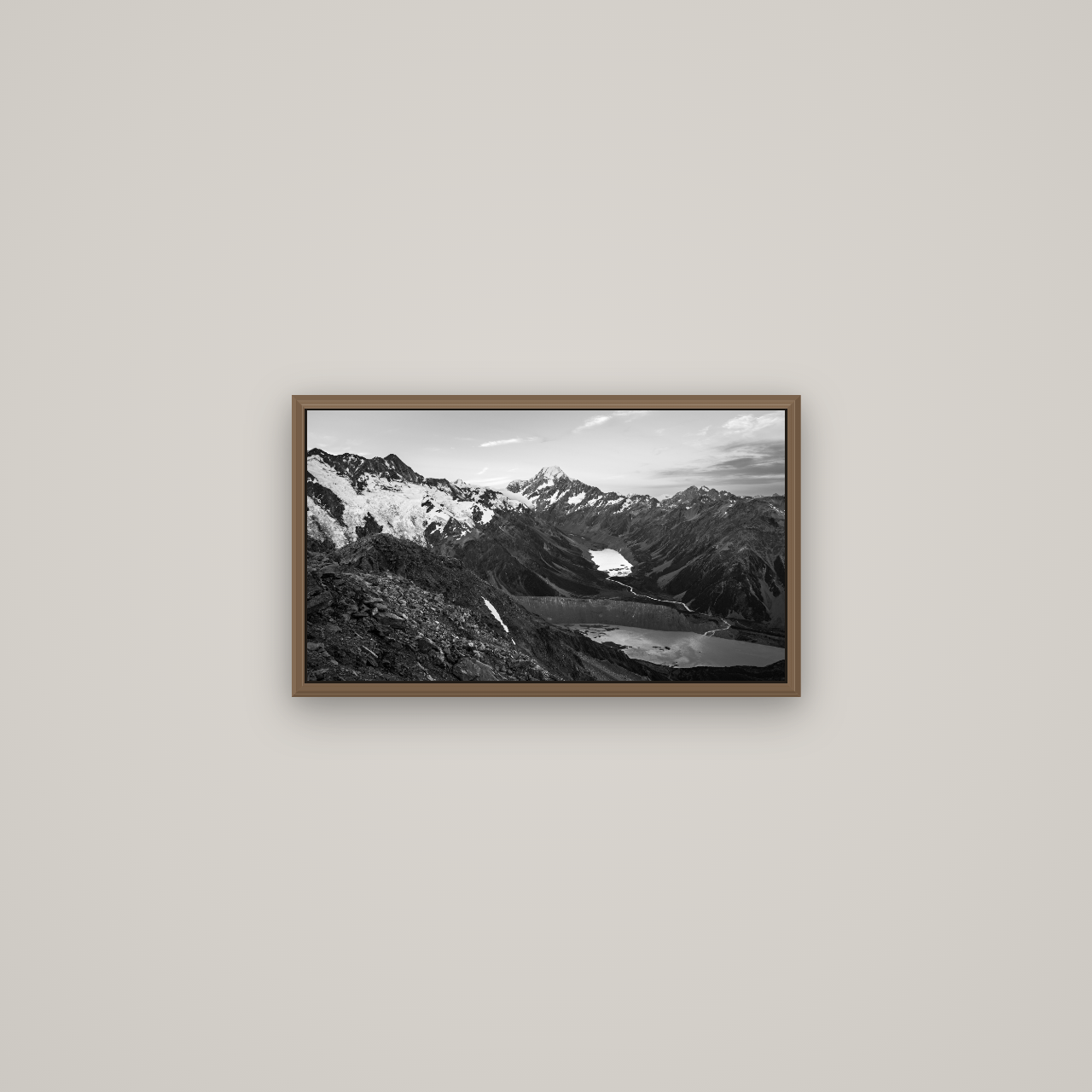 Mt. Cook Splendour, Mount Cook National Park, Basel Walnut, 53×30 cm. New Zealand fine art wall art by Stephen Milner.