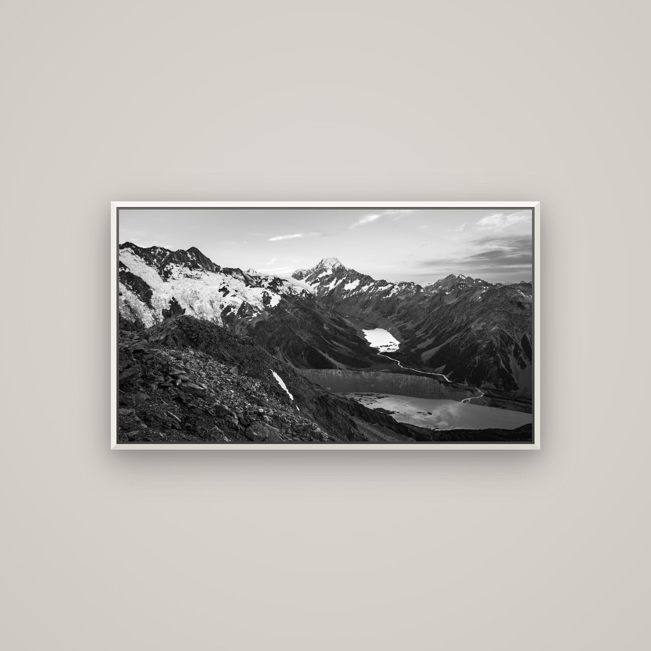 Mt. Cook Splendour, Mount Cook National Park — Basel White, 107×60 cm. New Zealand fine art wall art by Stephen Milner.