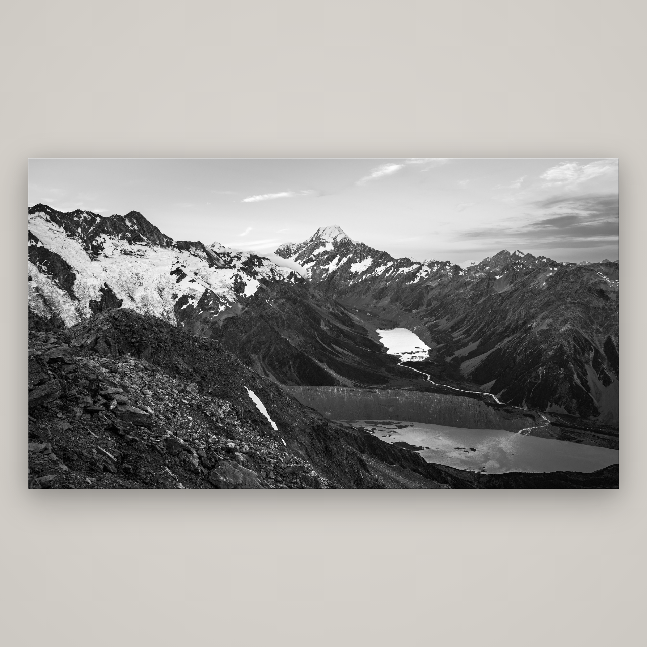Mt. Cook Splendour, Mount Cook National Park — No frame, 196×110 cm. New Zealand fine art wall art by Stephen Milner.