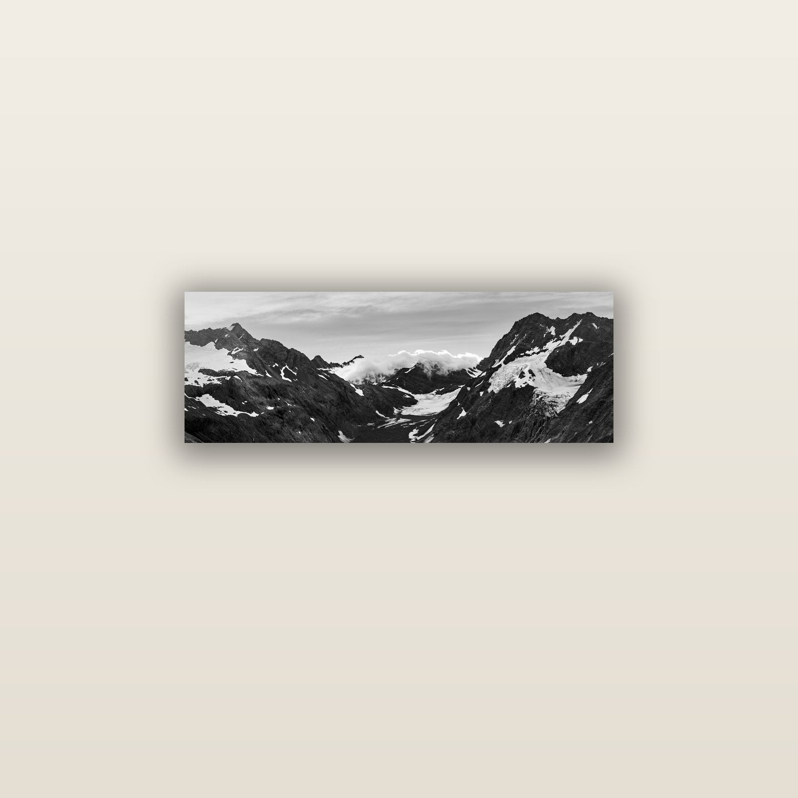 Mueller's Last Light, Mount Cook National Park — acrylic glass print, 76 × 25 cm. New Zealand fine art landscape wall art by Stephen Milner.