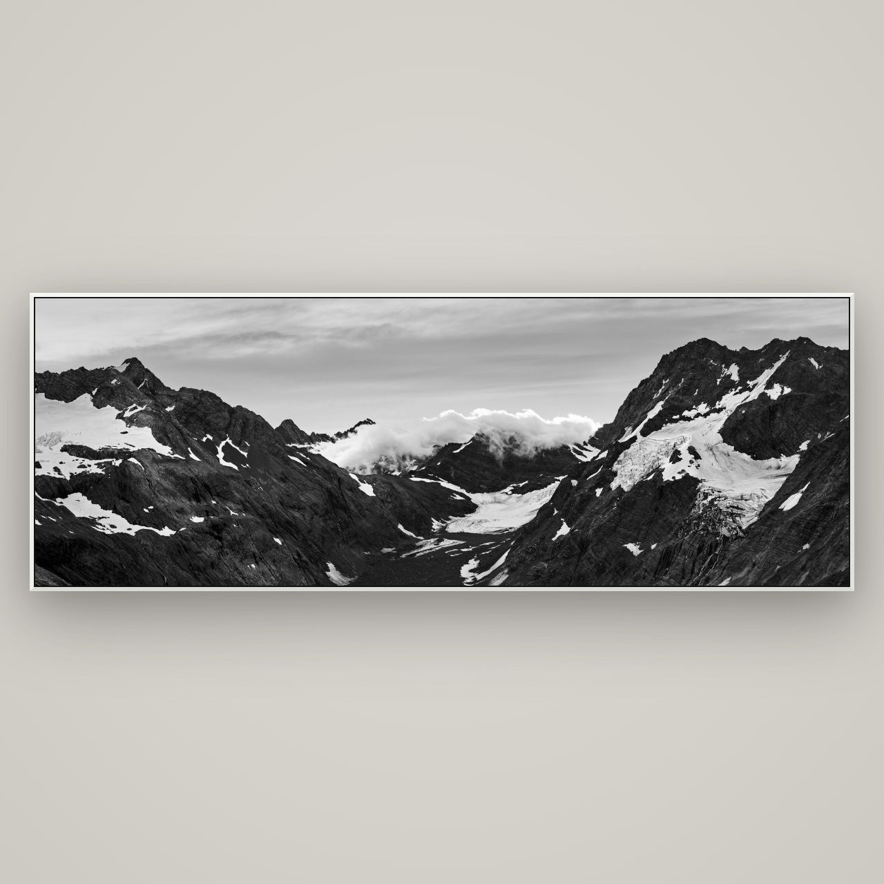 Mueller's Last Light, Mount Cook National Park — ArtBox White, 198×70 cm. New Zealand fine art wall art by Stephen Milner.