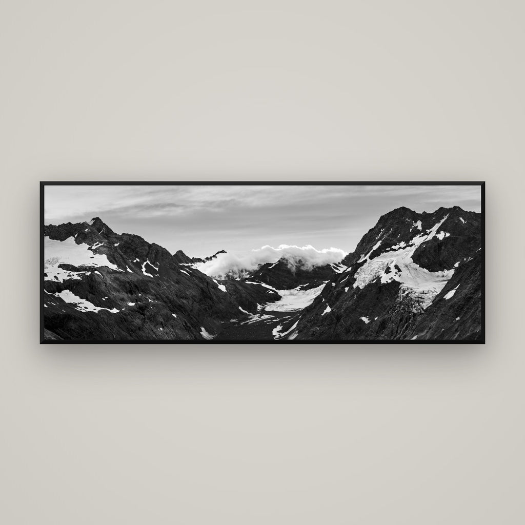 Mueller's Last Light, Mount Cook National Park — Basel Black Matte, 170×60 cm. New Zealand fine art wall art by Stephen Milner.