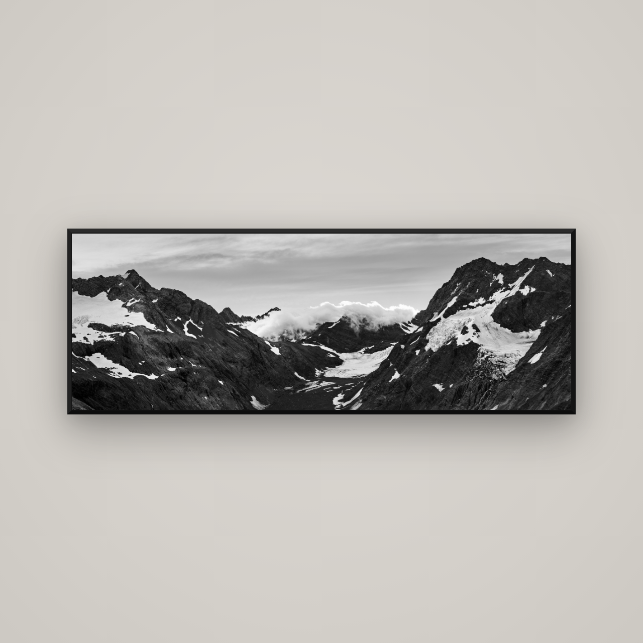 Mueller's Last Light, Mount Cook National Park — Basel Black Matte, 170×60 cm. New Zealand fine art wall art by Stephen Milner.