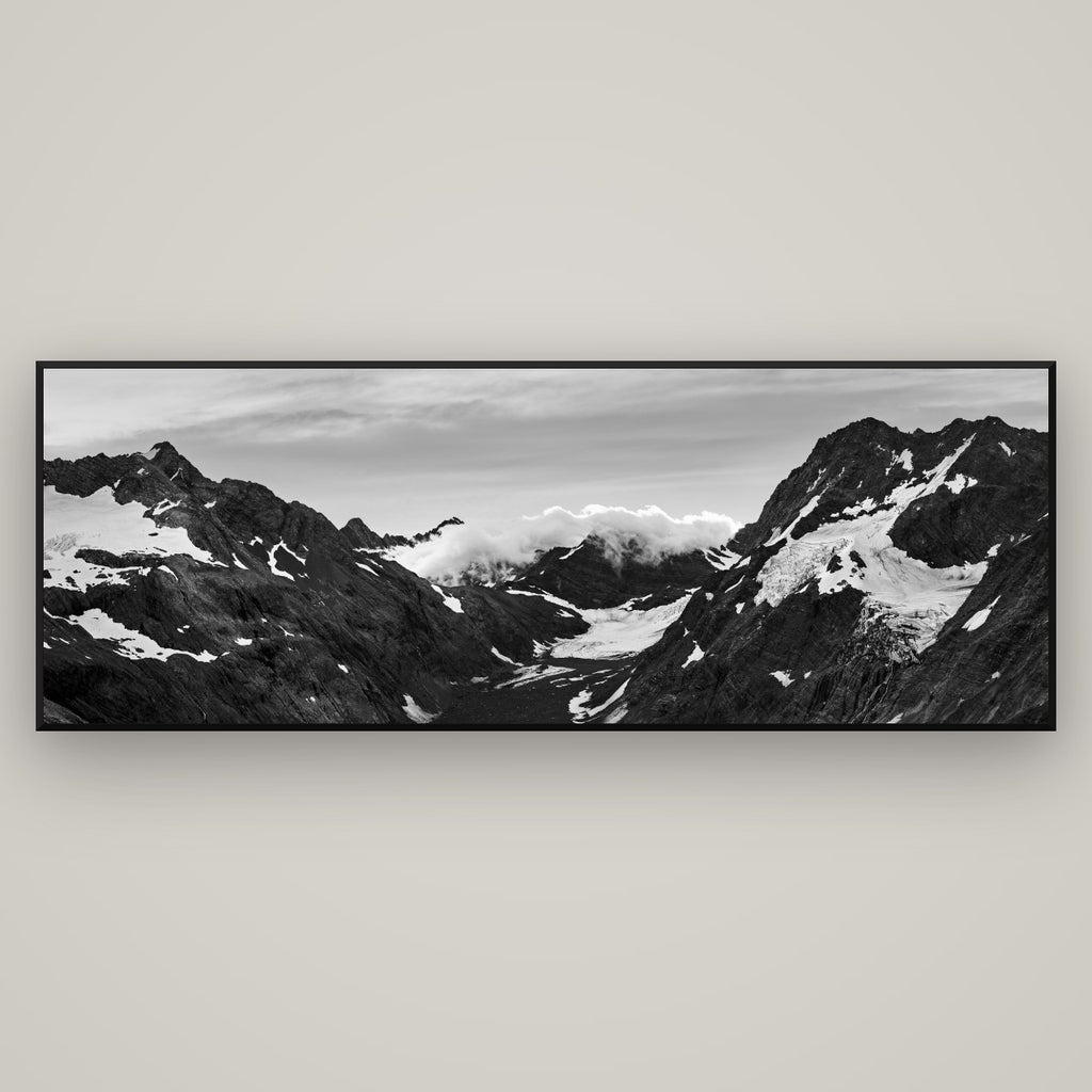 Mueller's Last Light, Mount Cook National Park — Basel Black Matte, 198×70 cm. New Zealand fine art wall art by Stephen Milner.