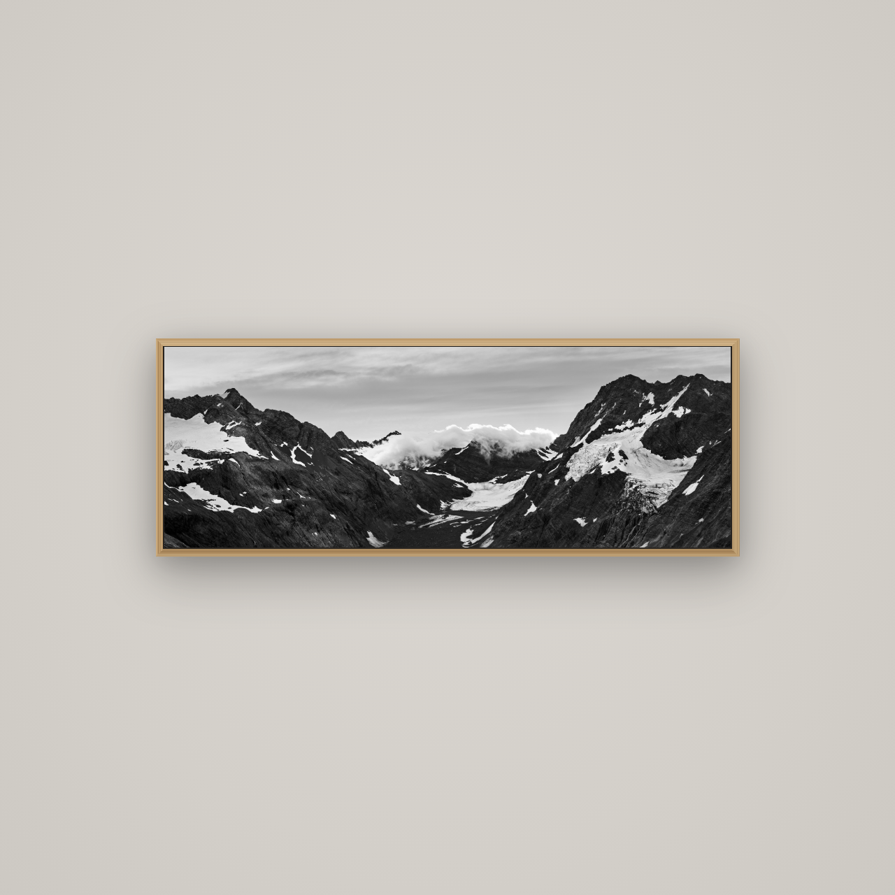 Mueller's Last Light, Mount Cook National Park, Basel Natural Oak, 113×40 cm. New Zealand fine art wall art by Stephen Milner.