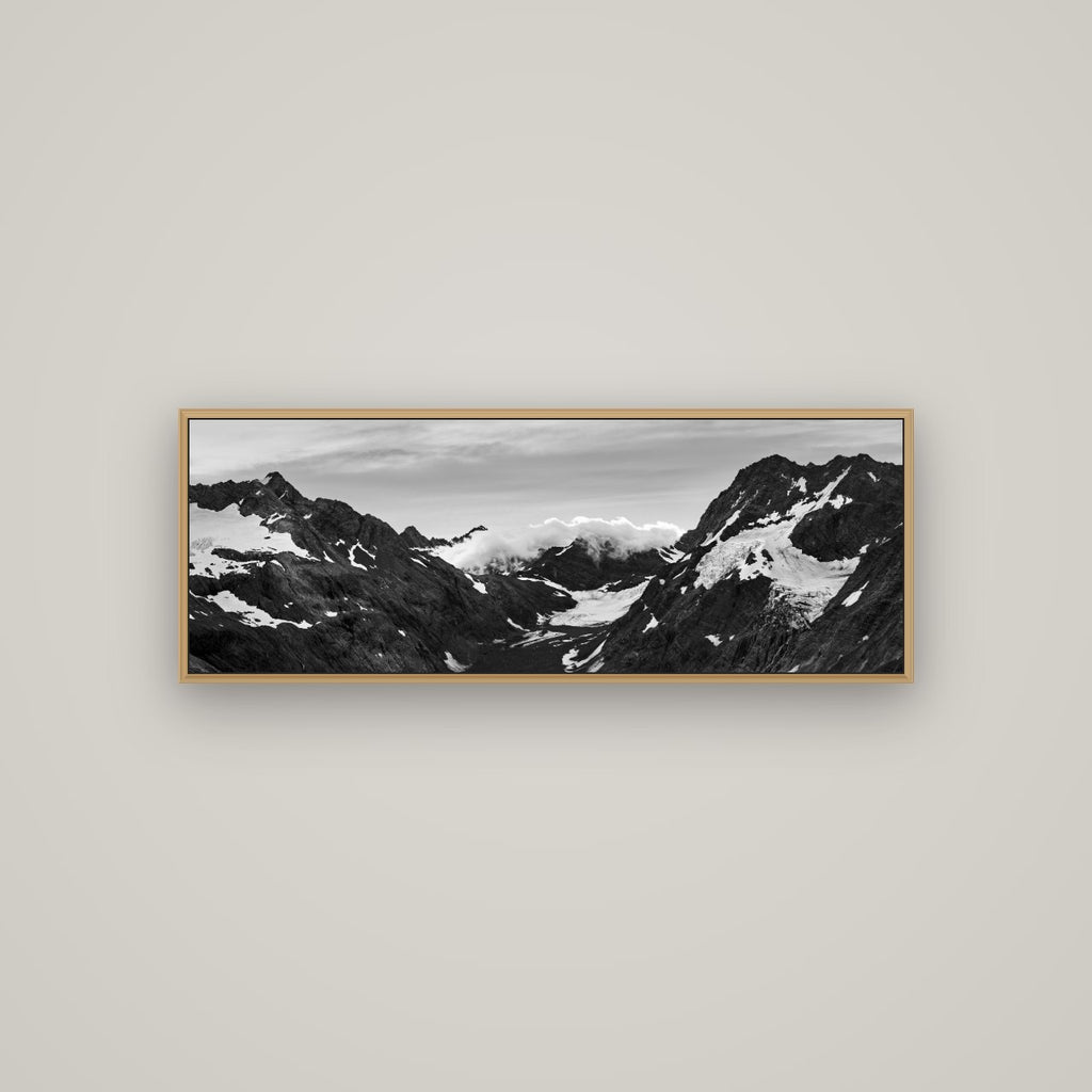 Mueller's Last Light, Mount Cook National Park, Basel Natural Oak, 113×40 cm. New Zealand fine art wall art by Stephen Milner.