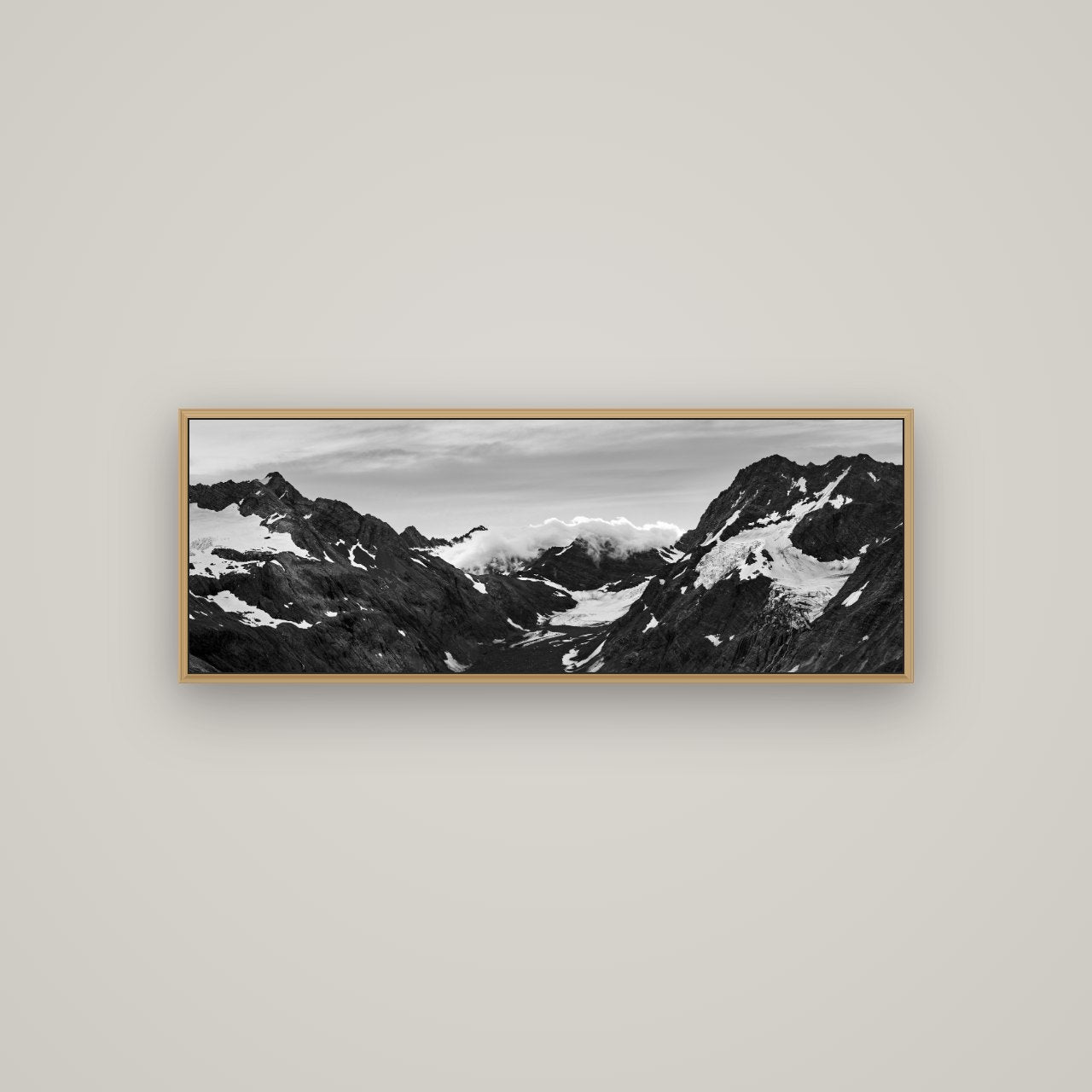 Mueller's Last Light, Mount Cook National Park, Basel Natural Oak, 113×40 cm. New Zealand fine art wall art by Stephen Milner.