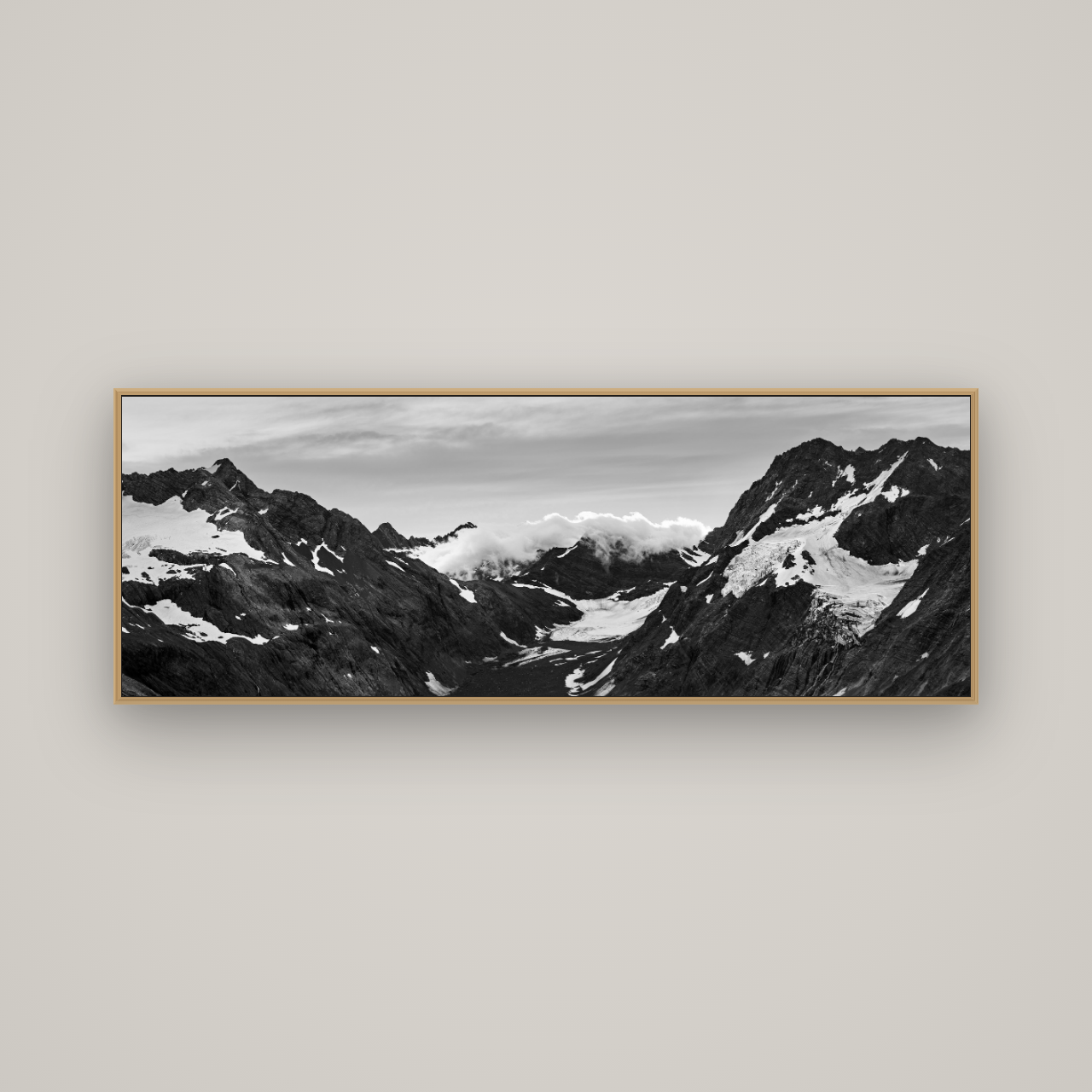 Mueller's Last Light, Mount Cook National Park, Basel Natural Oak, 170×60 cm. New Zealand fine art wall art by Stephen Milner.