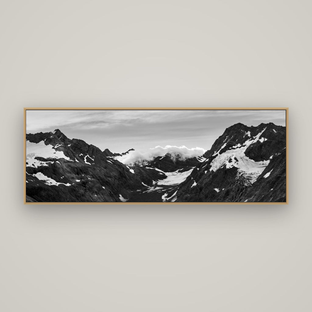 Mueller's Last Light, Mount Cook National Park, Basel Natural Oak, 170×60 cm. New Zealand fine art wall art by Stephen Milner.