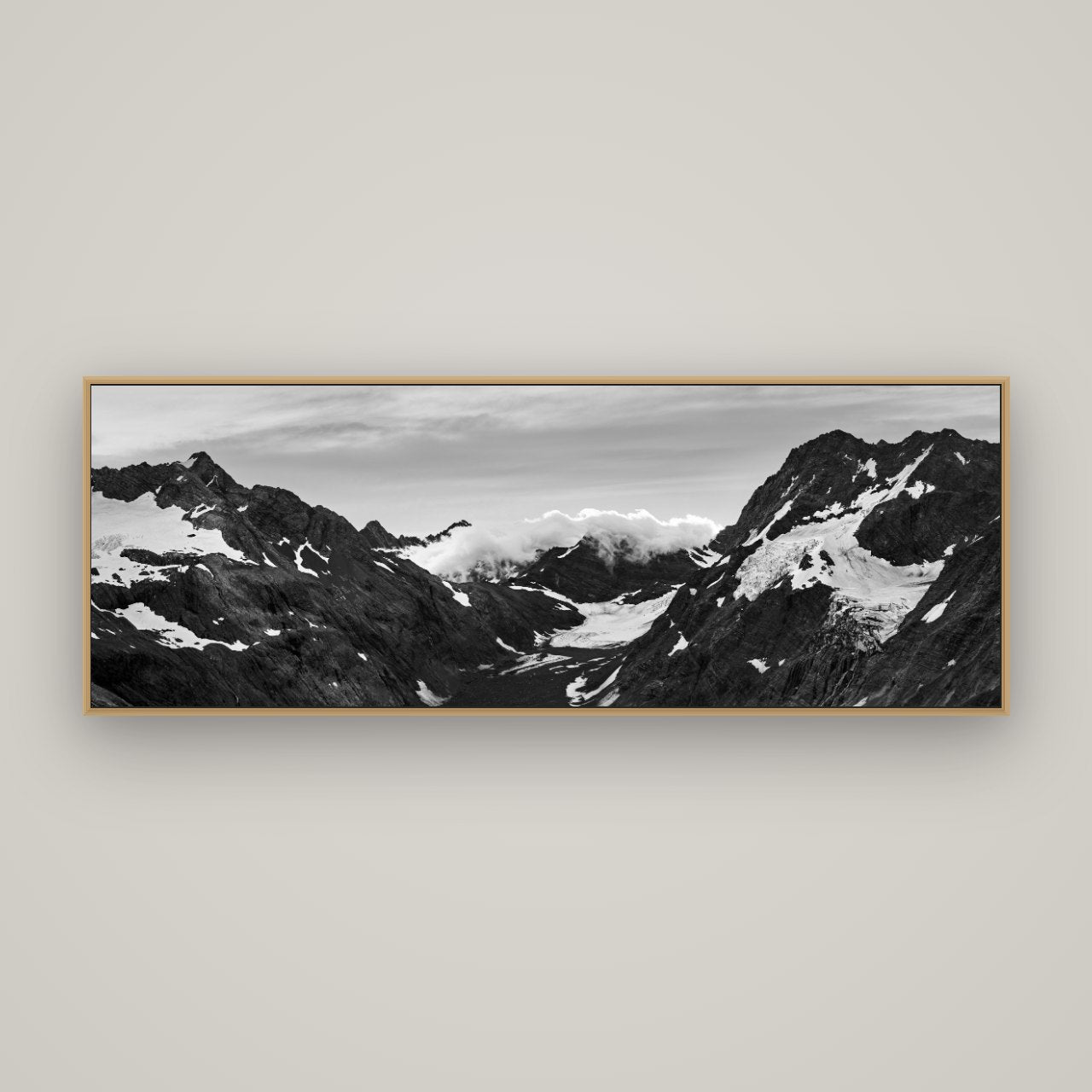 Mueller's Last Light, Mount Cook National Park, Basel Natural Oak, 170×60 cm. New Zealand fine art wall art by Stephen Milner.