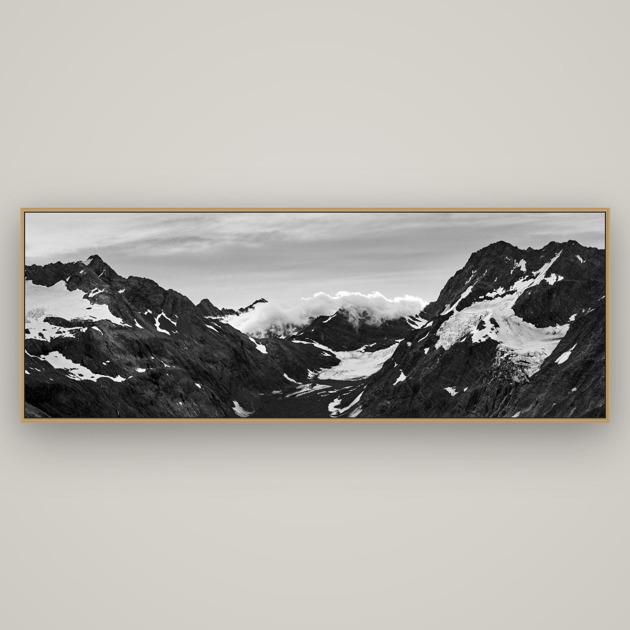 Mueller's Last Light, Mount Cook National Park, Basel Natural Oak, 198×70 cm. New Zealand fine art wall art by Stephen Milner.