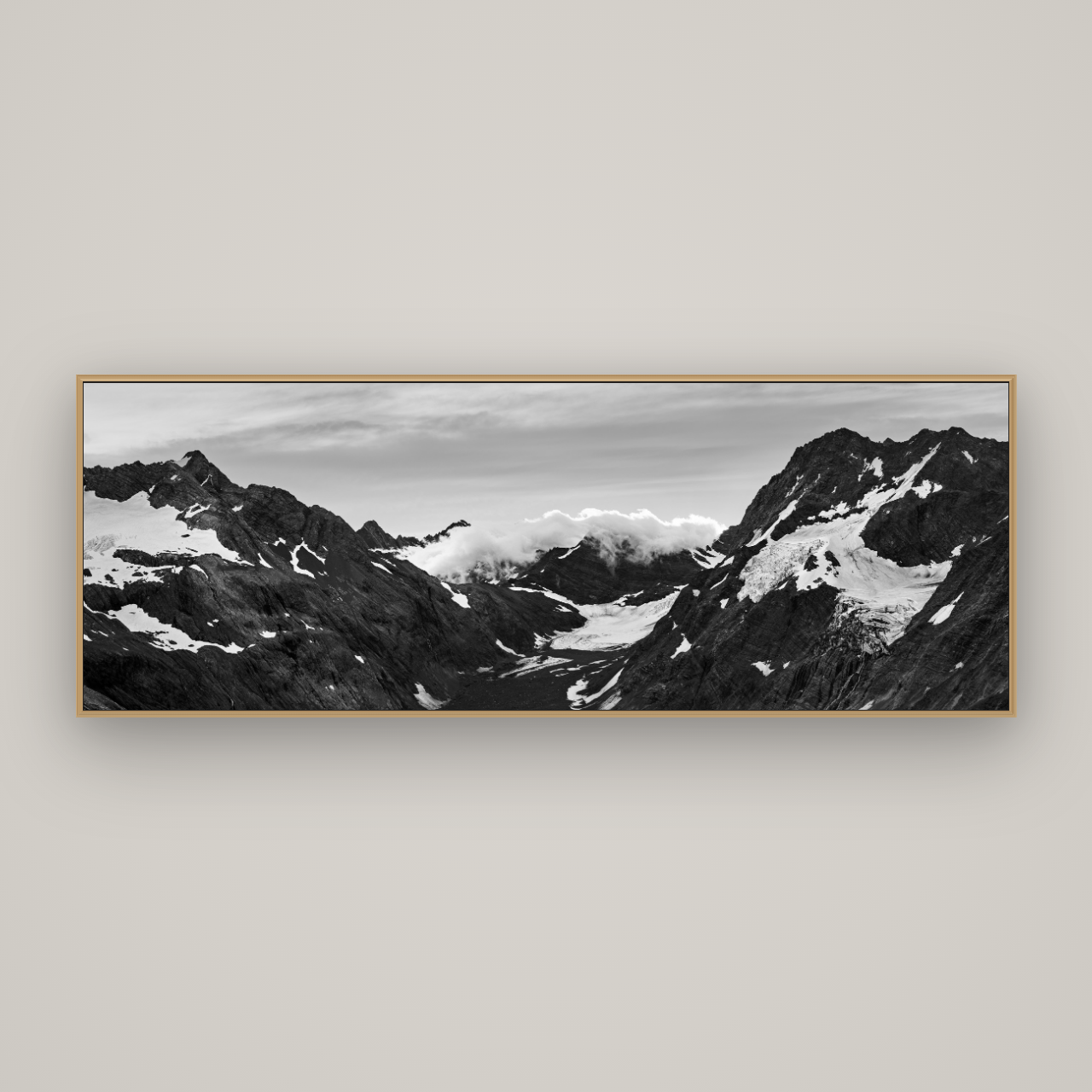 Mueller's Last Light, Mount Cook National Park, Basel Natural Oak, 198×70 cm. New Zealand fine art wall art by Stephen Milner.