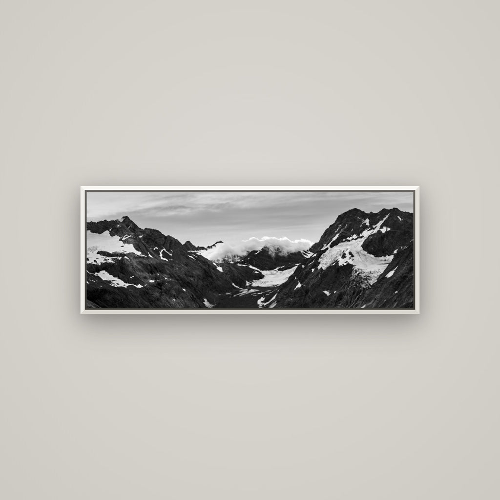 Mueller's Last Light, Mount Cook National Park — Basel White, 113×40 cm. New Zealand fine art wall art by Stephen Milner.