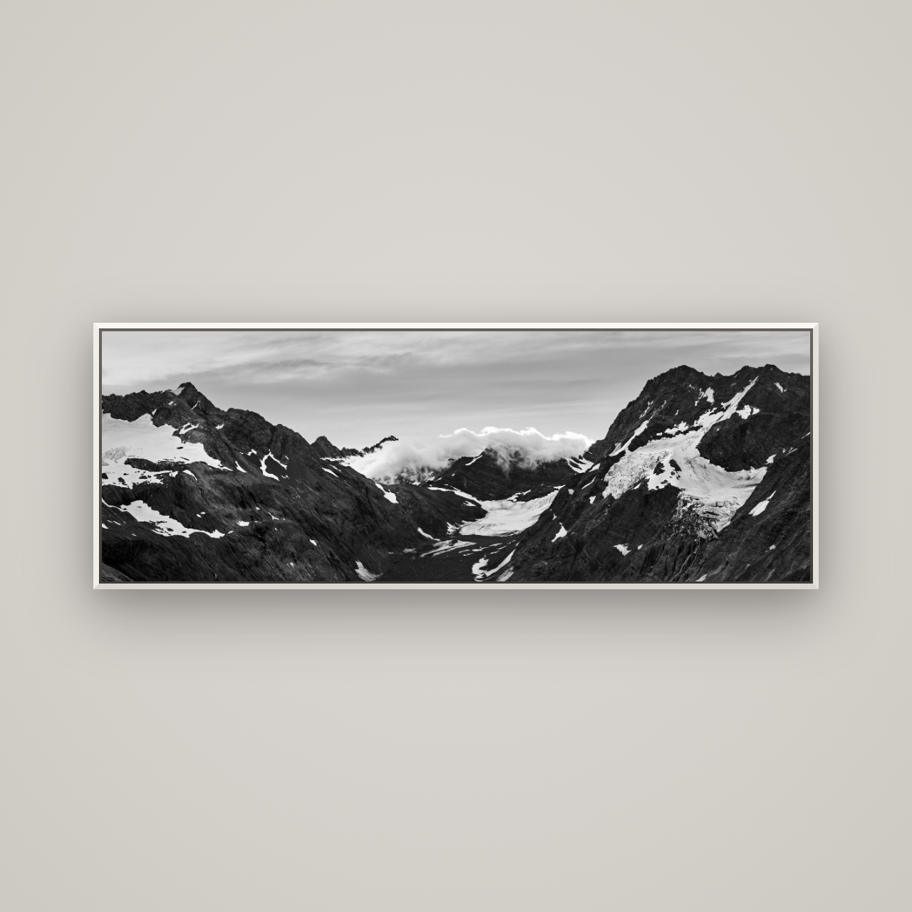 Mueller's Last Light, Mount Cook National Park — Basel White, 170×60 cm. New Zealand fine art wall art by Stephen Milner.