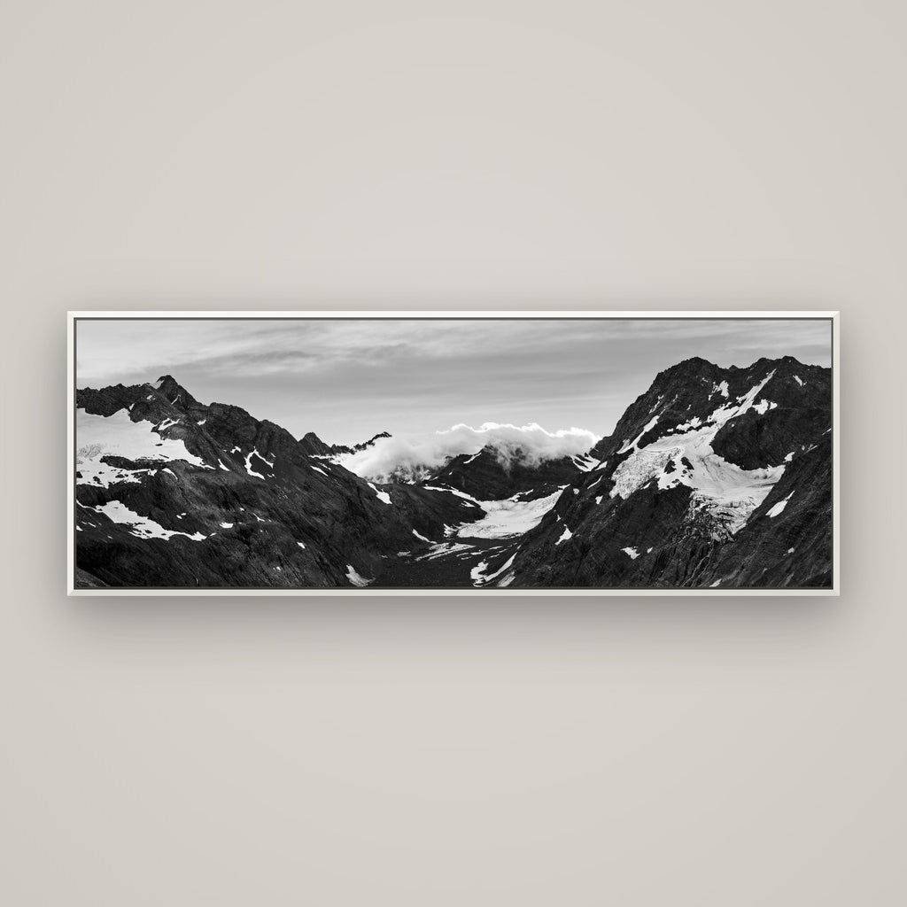 Mueller's Last Light, Mount Cook National Park — Basel White, 170×60 cm. New Zealand fine art wall art by Stephen Milner.