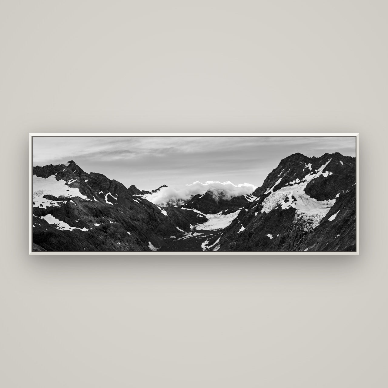 Mueller's Last Light, Mount Cook National Park — Basel White, 170×60 cm. New Zealand fine art wall art by Stephen Milner.