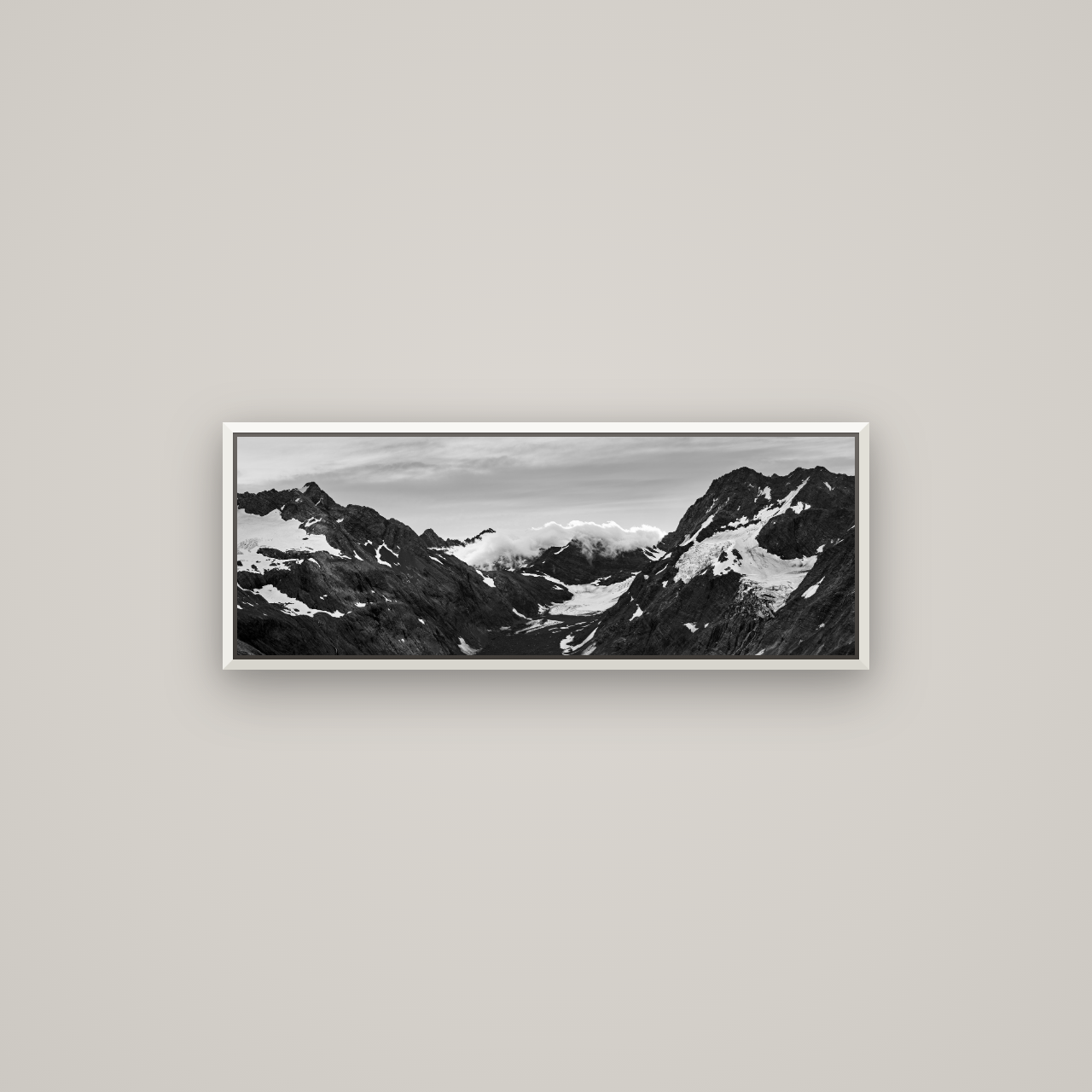 Mueller's Last Light, Mount Cook National Park — Basel White, 85×30 cm. New Zealand fine art wall art by Stephen Milner.