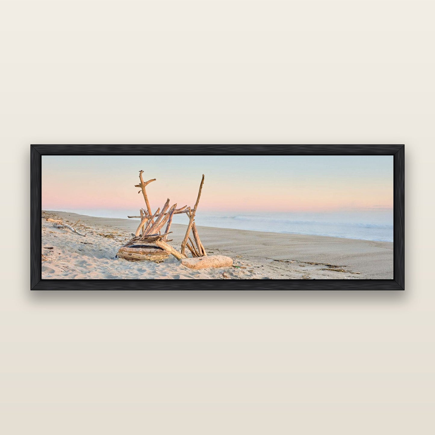 Natures Architecture, Whakatāne Beach — framed metallic canvas print, Black frame. New Zealand fine art landscape wall art by Stephen Milner.