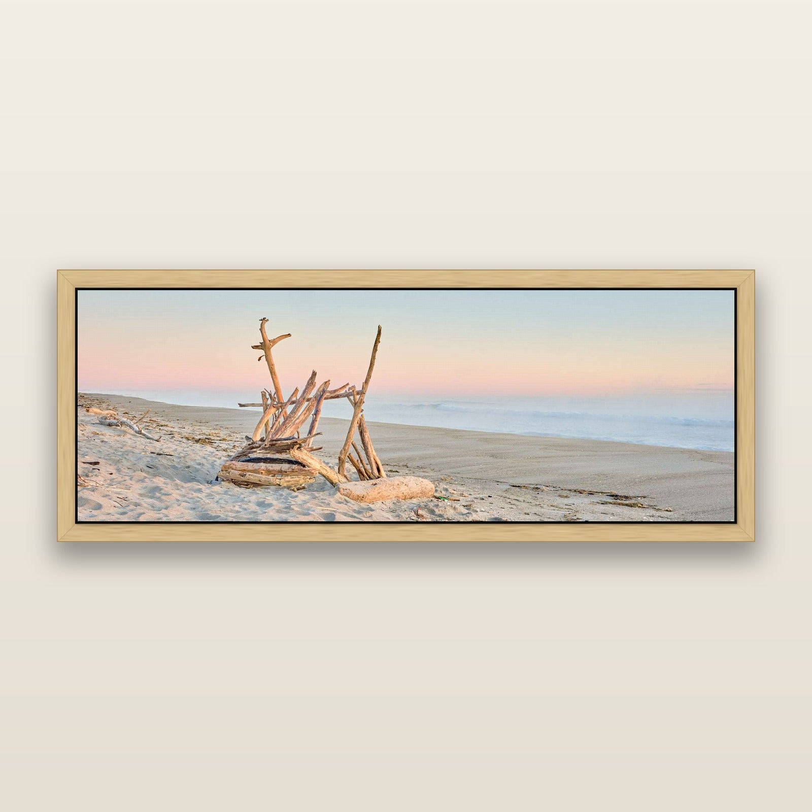 Natures Architecture, Whakatāne Beach — framed metallic canvas print, Natural frame. New Zealand fine art landscape wall art by Stephen Milner.