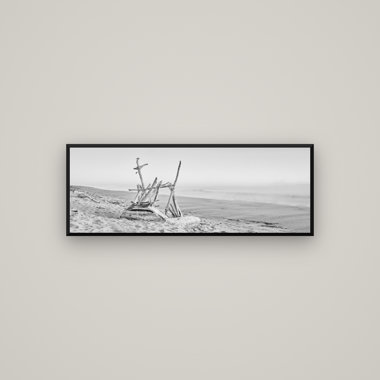 Natures Architecture, Whakatāne Beach — Basel Black Matte, 113×40 cm. New Zealand fine art wall art by Stephen Milner.