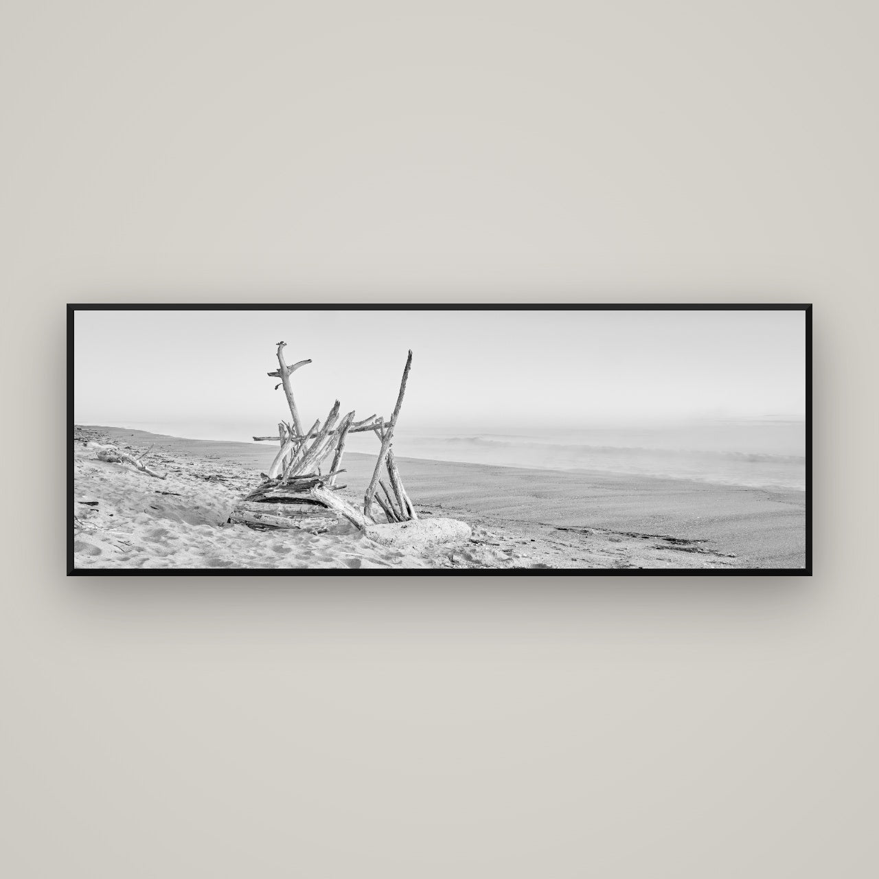 Natures Architecture, Whakatāne Beach — Basel Black, 170×60 cm. New Zealand fine art wall art by Stephen Milner.
