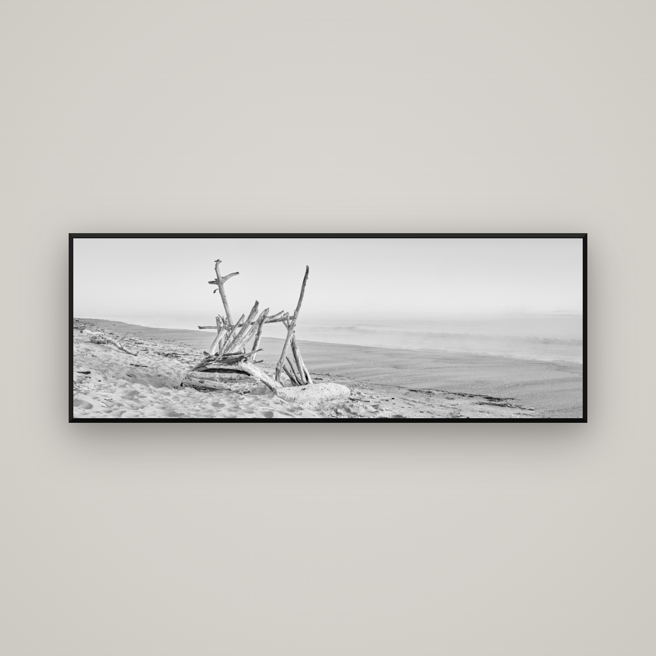 Natures Architecture, Whakatāne Beach — Basel Black Matte, 170×60 cm. New Zealand fine art wall art by Stephen Milner.
