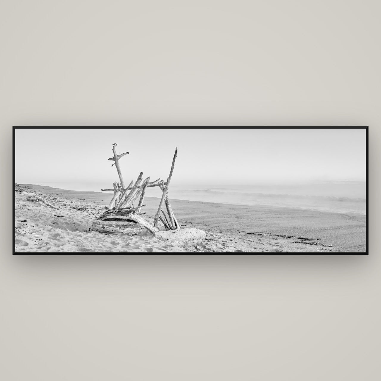 Natures Architecture, Whakatāne Beach — Basel Black, 198×70 cm. New Zealand fine art wall art by Stephen Milner.