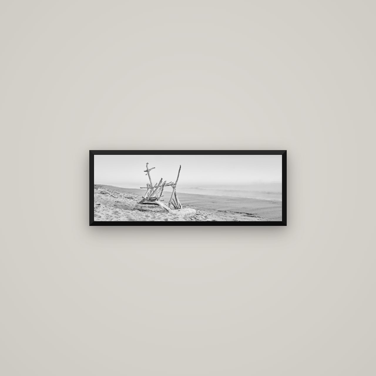 Natures Architecture, Whakatāne Beach — Basel Black Matte, 68×24 cm. New Zealand fine art wall art by Stephen Milner.