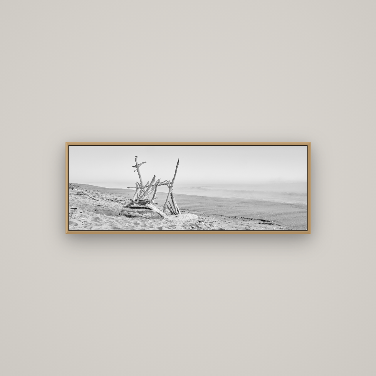 Natures Architecture, Whakatāne Beach, Basel Natural Oak, 113×40 cm. New Zealand fine art wall art by Stephen Milner.