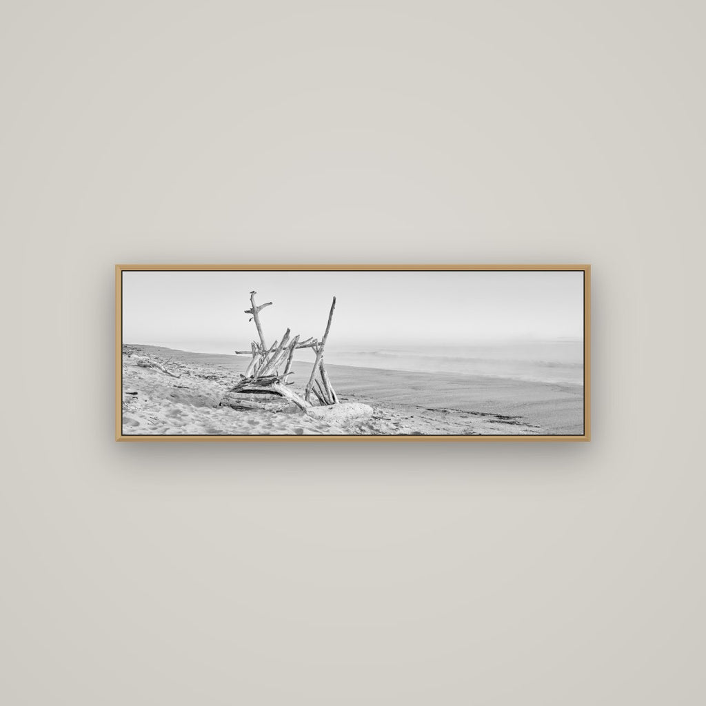 Natures Architecture, Whakatāne Beach, Basel Natural Oak, 113×40 cm. New Zealand fine art wall art by Stephen Milner.