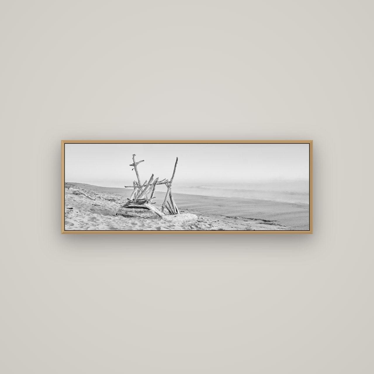 Natures Architecture, Whakatāne Beach, Basel Natural Oak, 113×40 cm. New Zealand fine art wall art by Stephen Milner.