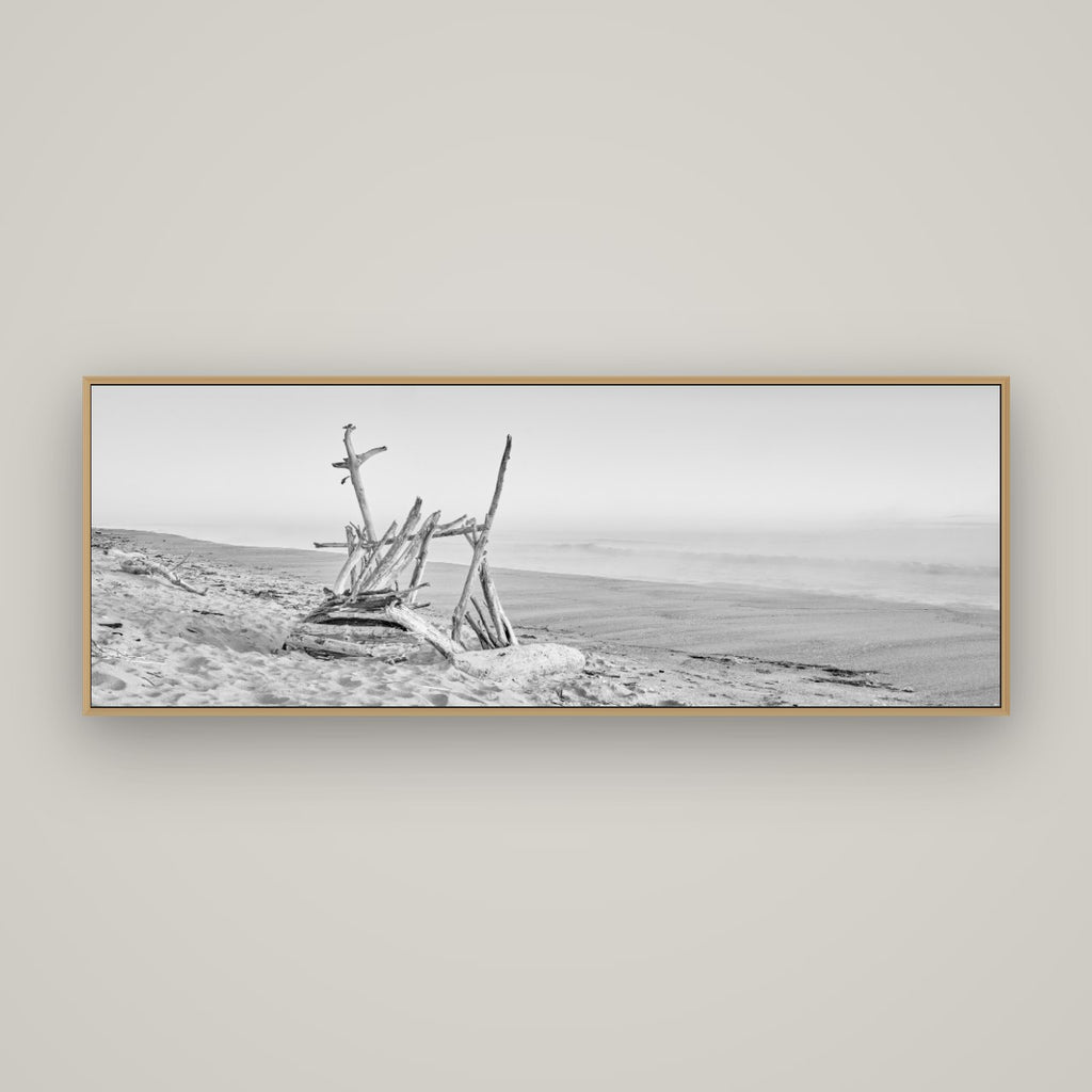 Natures Architecture, Whakatāne Beach, Basel Natural Oak, 170×60 cm. New Zealand fine art wall art by Stephen Milner.