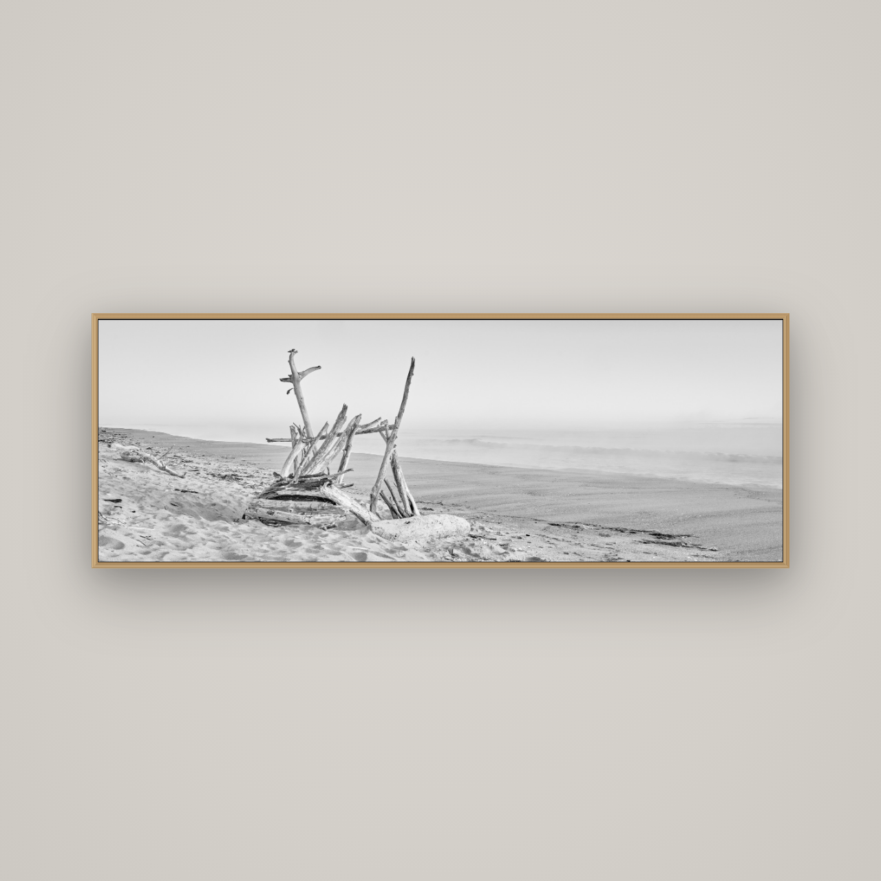 Natures Architecture, Whakatāne Beach, Basel Natural Oak, 170×60 cm. New Zealand fine art wall art by Stephen Milner.