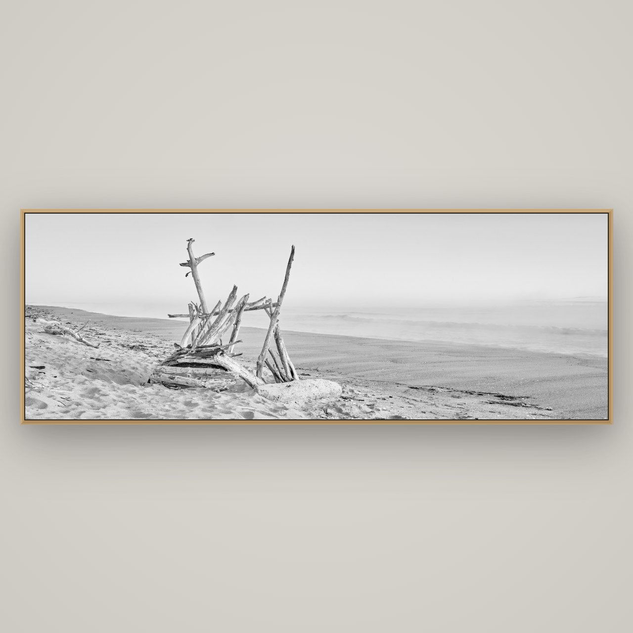 Natures Architecture, Whakatāne Beach, Basel Natural Oak, 198×70 cm. New Zealand fine art wall art by Stephen Milner.