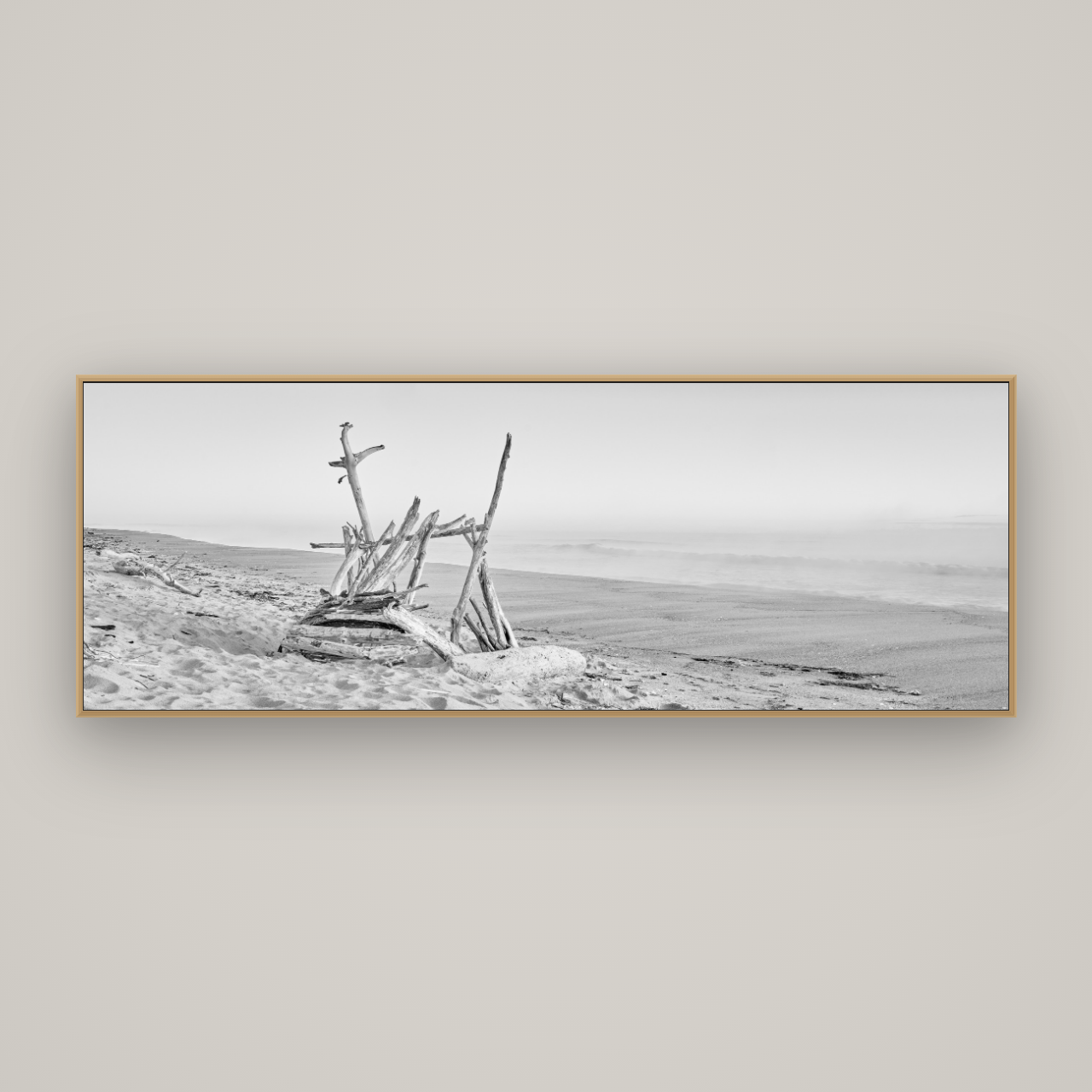 Natures Architecture, Whakatāne Beach, Basel Natural Oak, 198×70 cm. New Zealand fine art wall art by Stephen Milner.