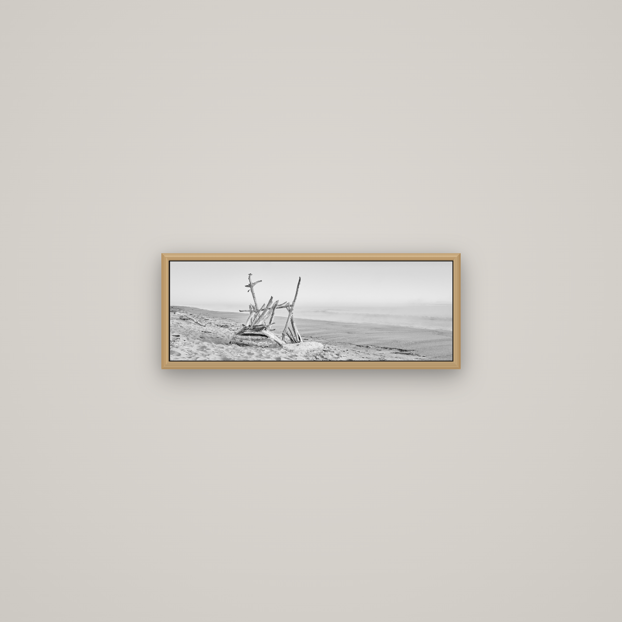Natures Architecture, Whakatāne Beach, Basel Natural Oak, 57×20 cm. New Zealand fine art wall art by Stephen Milner.