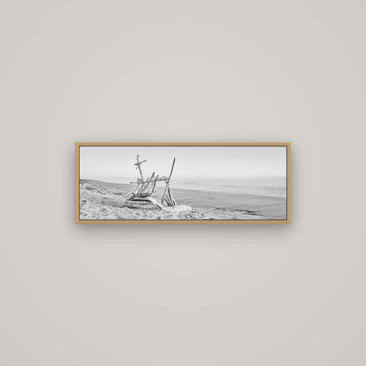 Natures Architecture, Whakatāne Beach, Basel Natural Oak, 85×30 cm. New Zealand fine art wall art by Stephen Milner.